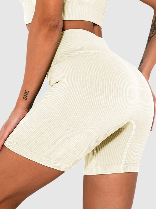 Short Sport Sans Couture Côtelé Shorts helankezatrening.com : Legging Femme | Vêtements de Sport sa Blanc crème 