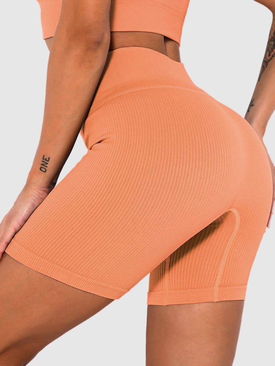 Short Sport Sans Couture Côtelé Shorts helankezatrening.com : Legging Femme | Vêtements de Sport sa Orange 
